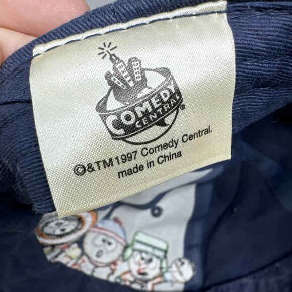 Vtg South Park Blue Embroidered Cap Comedy Central 1997 90's Y2K Strapback Hat - Picture 8 of 9